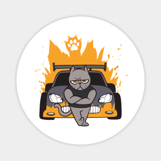 Muscle Cat On Car Magnet